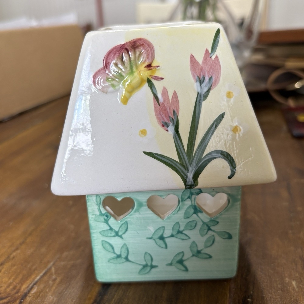 Vtg Butterfly Fairy Candle Holder Lamp Top & Bottom Dish 5" CottageCore Whimsy